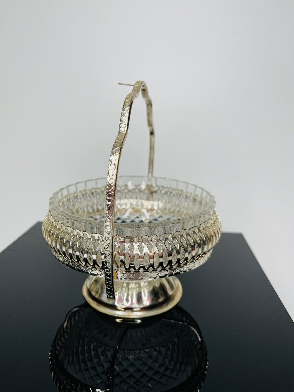 Sugar Bowl Queen Anne Mayell Silver Plated Glass Clear Original Home